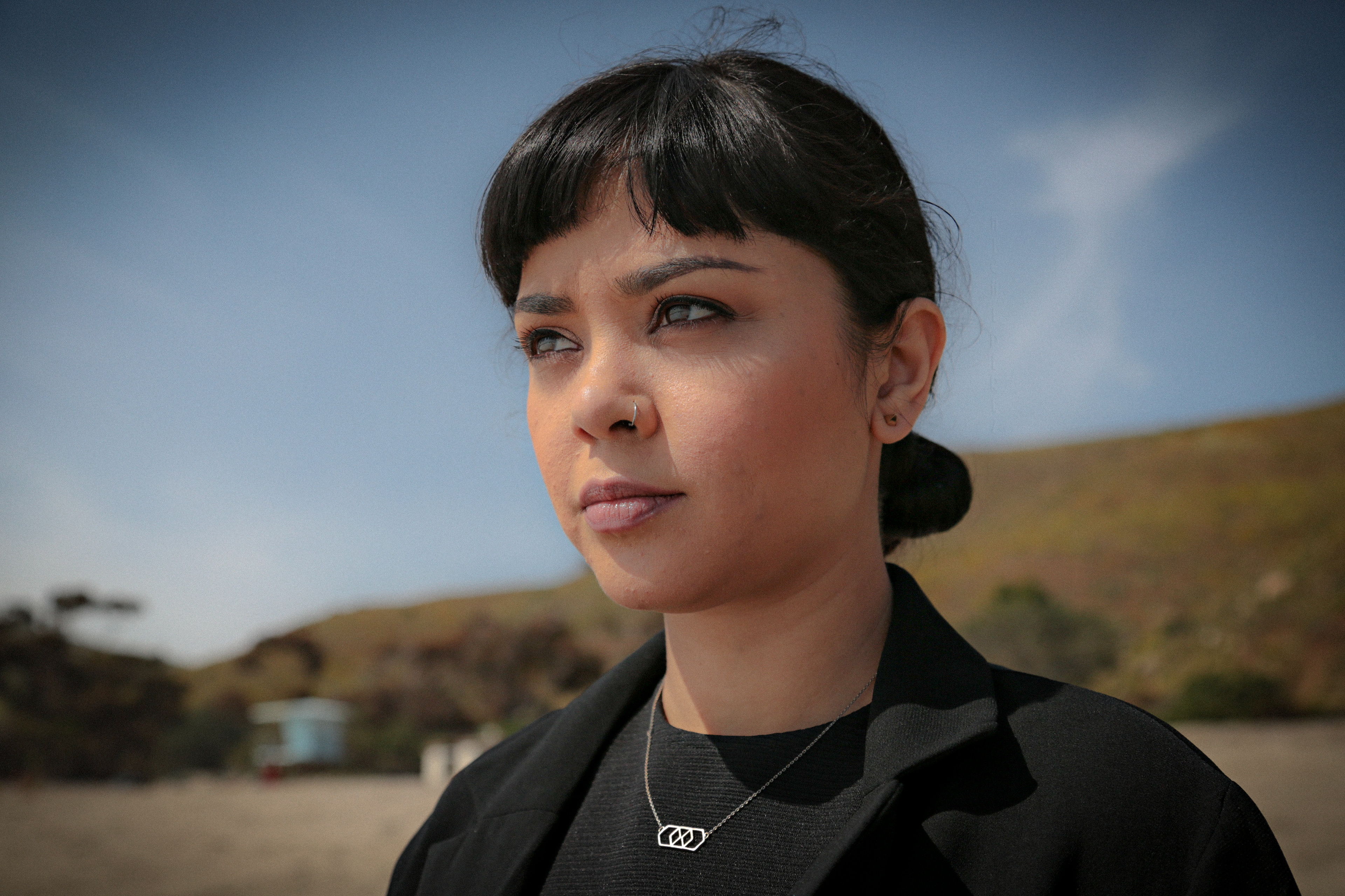 A close-up of Alyssa Bernal,  BTS of "Pōuri" 