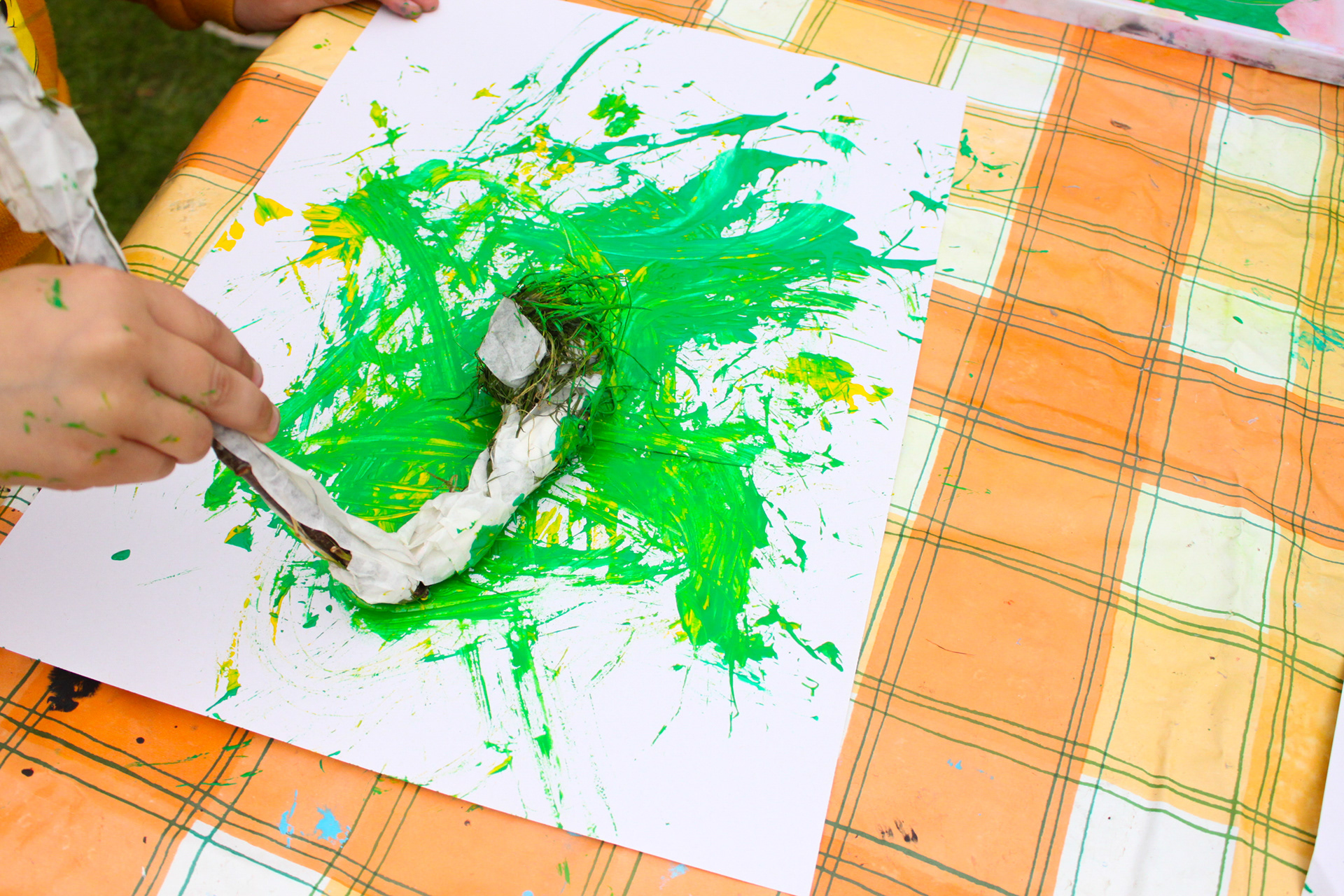 Mark-making with nature brushes