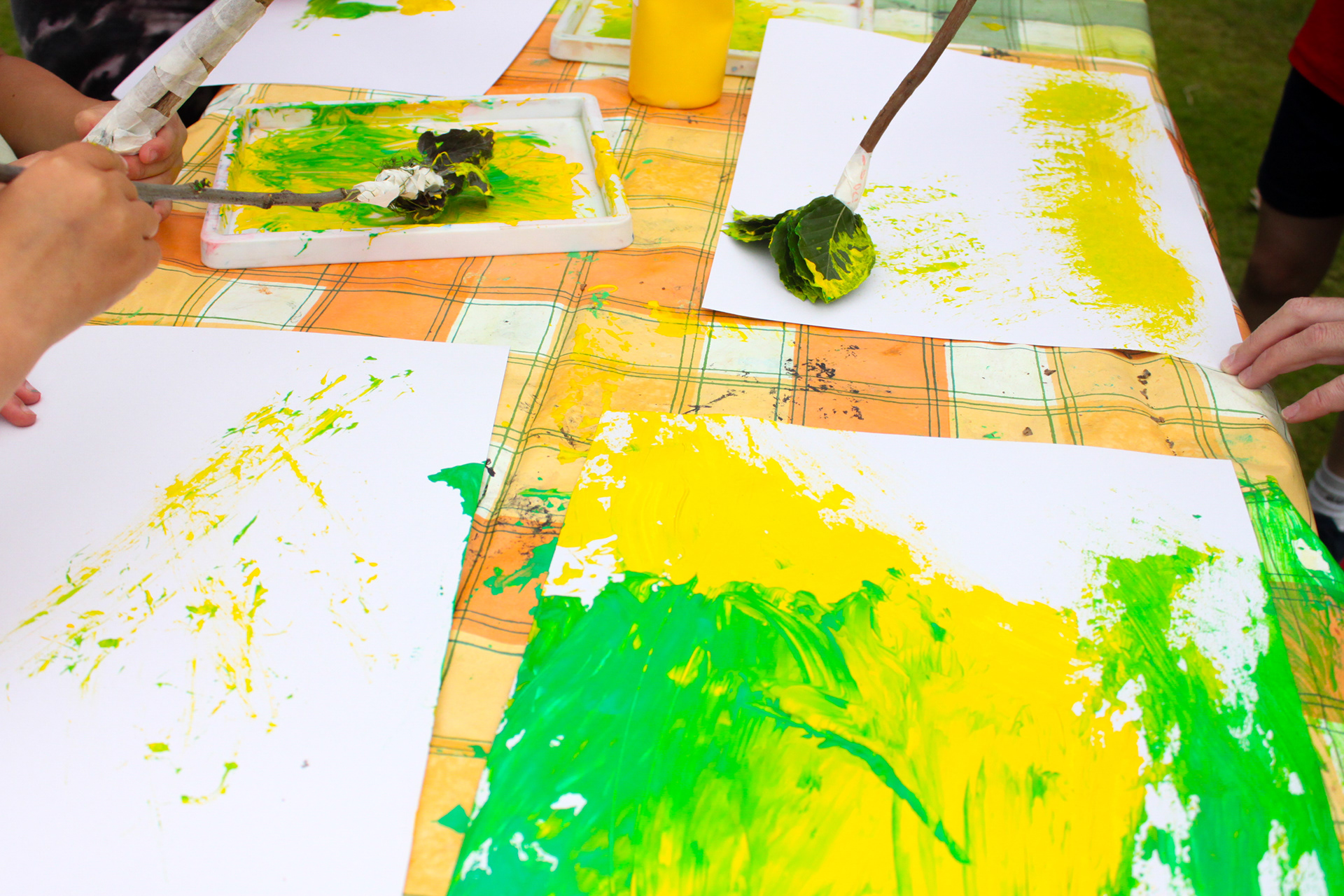 Mark-making with nature brushes