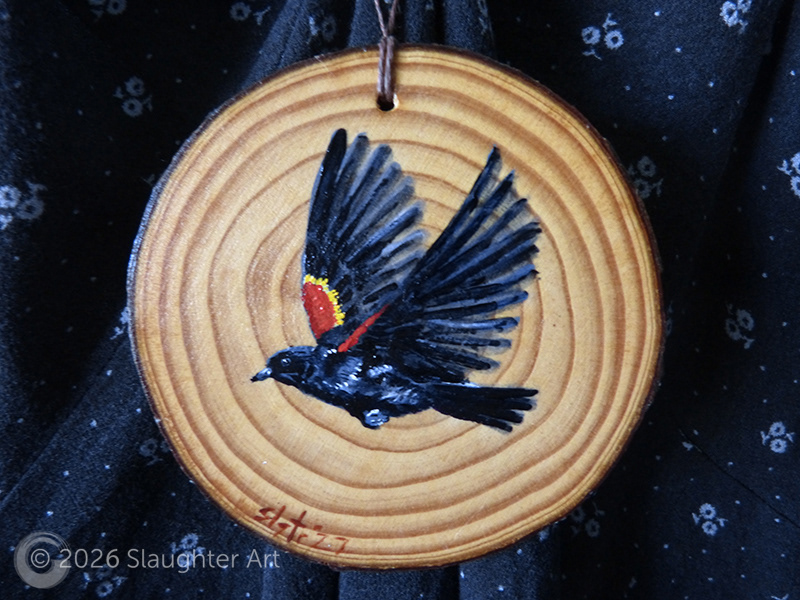 Red Winged Blackbird About 3"x3" - $35