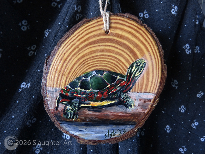 Painted Turtle About 3"x3" - $35