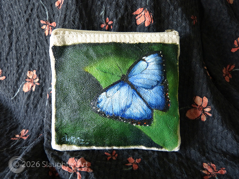 Blue Morpho Butterfly About 4"x3" - $75