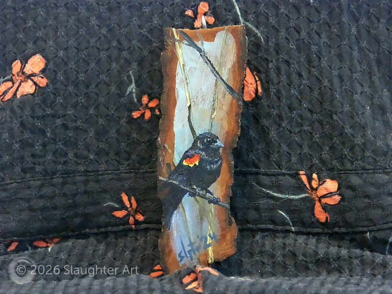 Red Winged Blackbird About 1.5"x6" - $50