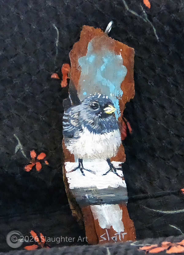  Dark Eyed Junco About 2"x6" - $50