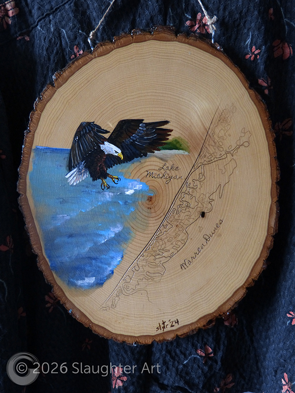 Bald Eagle with Map of Warren Dunes  About 12"x14" - $230