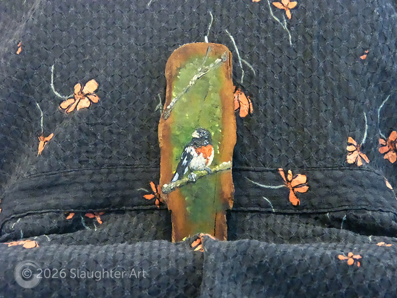 Red Breasted Grossbeak About 2"x5" - $50