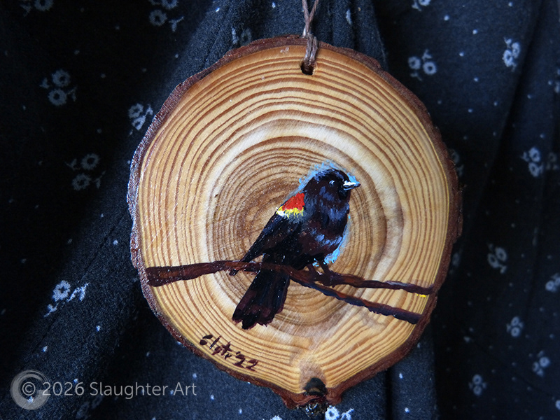 Red Winged Blackbird About 3"x3" - $35