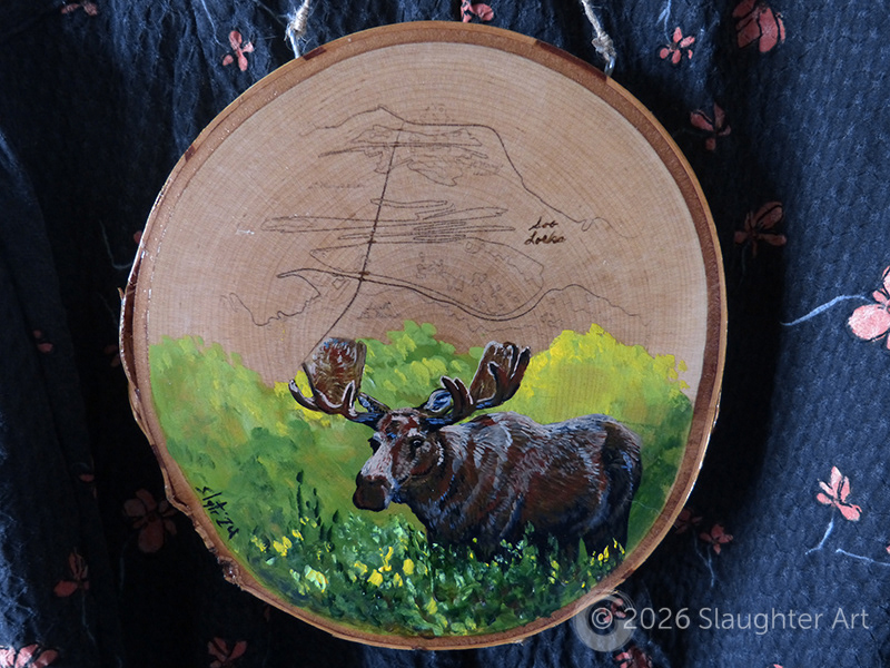  Moose with Map of the Soo Locks About 10"x10" - $150