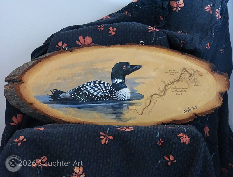  Loon with Map of Tahquamenon Falls State Park About 14"x7" - $150
