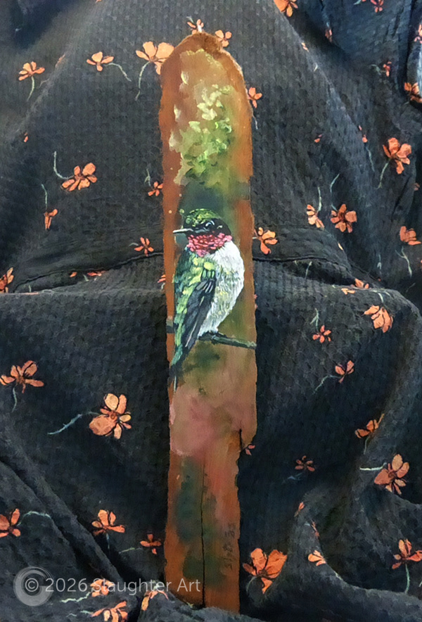 Ruby Throated Hummingbird About 5"x7" - $100