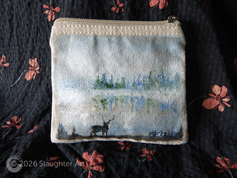 Landscape with Deer About 4"x3" - $75