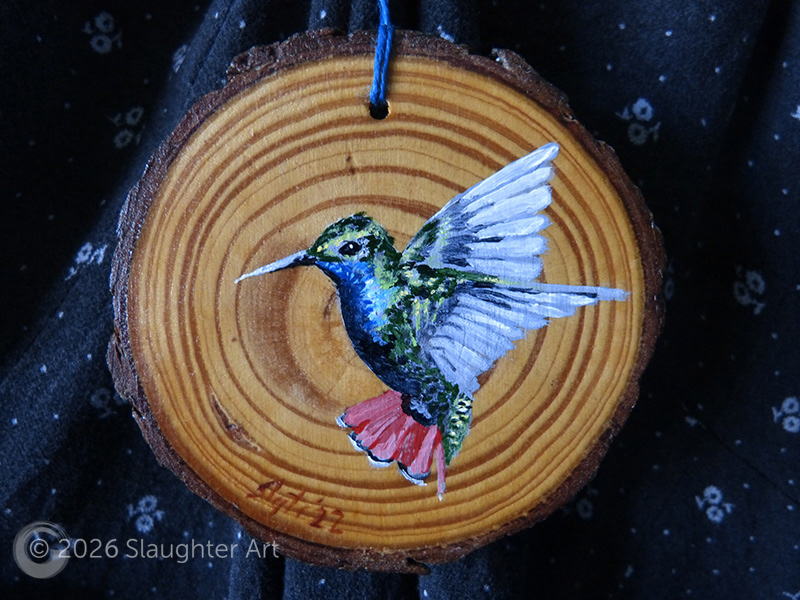 Bronze Tailed Plumeleteer Hummingbird About 3"x3" - $35