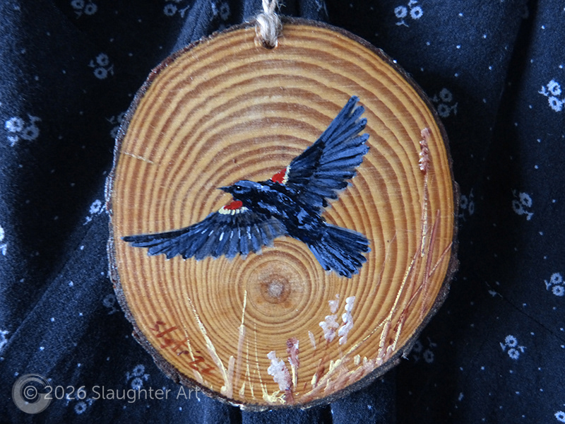 Red Winged Blackbird About 3"x3" - $35
