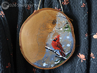  Cardinal with Map of the Lake Michigan Shoreline About 9"x9" - $150