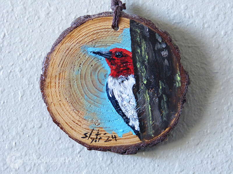  Red Headed Woodpecker About 3"x3" - $35