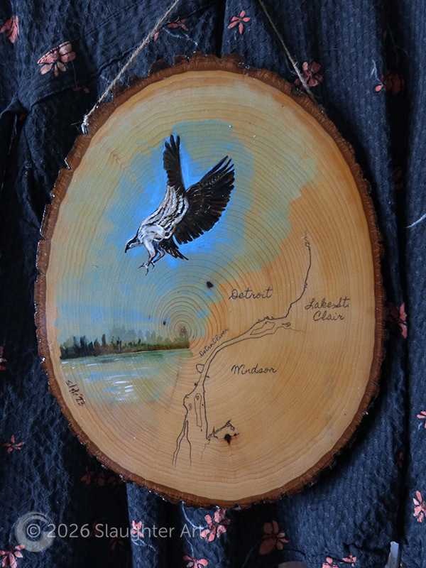 Osprey with Map of Detroit/Windsor About 12"x14" - $230