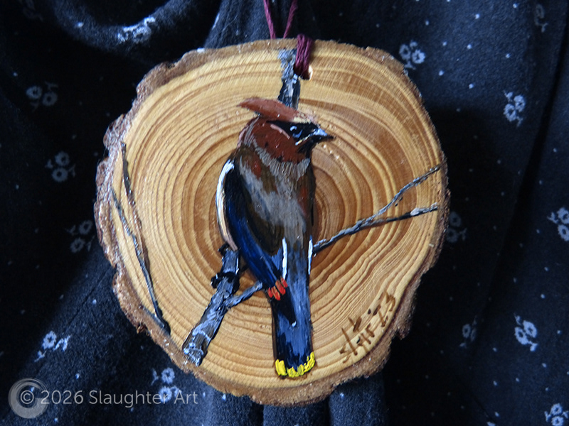 Cedar Waxwing About 3"x3" - $35
