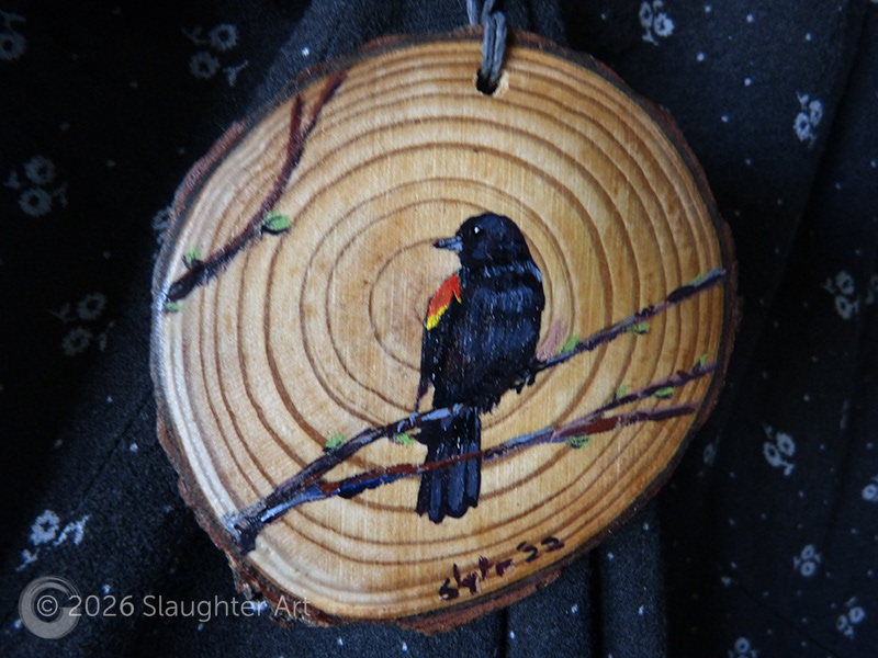 Red Winged Blackbird About 3"x3" - $35