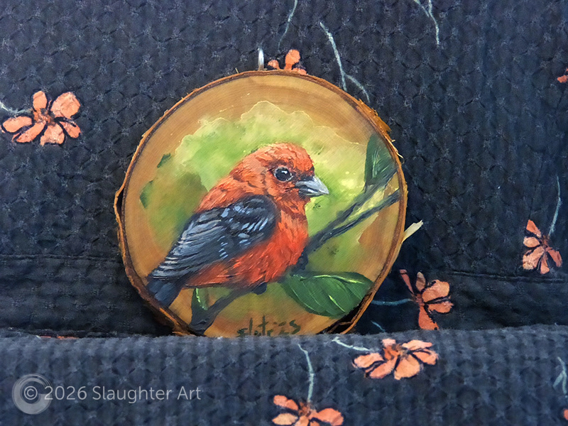 Scarlet Tanager About 3"x3" - $35