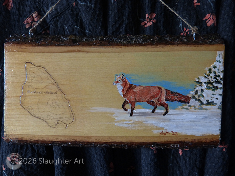 Fox with Map of Mackinac Island About 12"x6" - $150