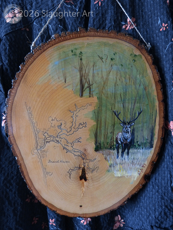  Buck with Map of Grand Haven, MI About 12"x14" - $230
