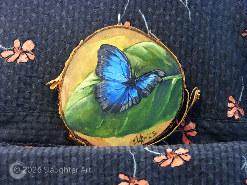 Blue Morpho Butterfly About 3"x3" - $35