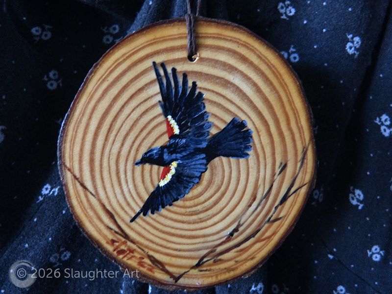 Red Winged Blackbird About 3"x3" - $35