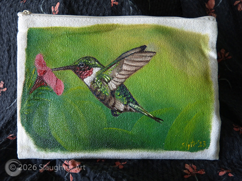 Ruby Throated Hummingbird About 6"x4" - $100