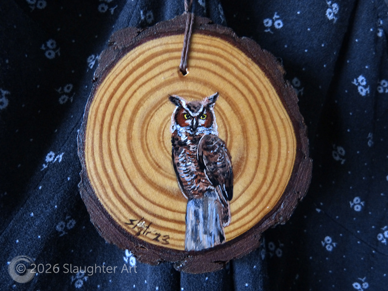 Great Horned Owl About 3"x3" - $35