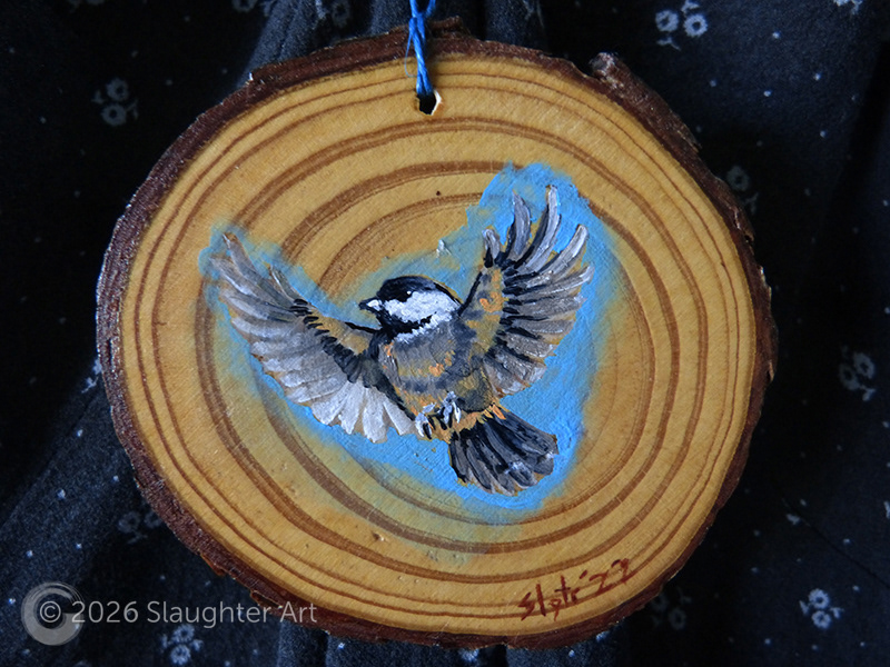 Black Capped Chickadee About 3"x3" - $35
