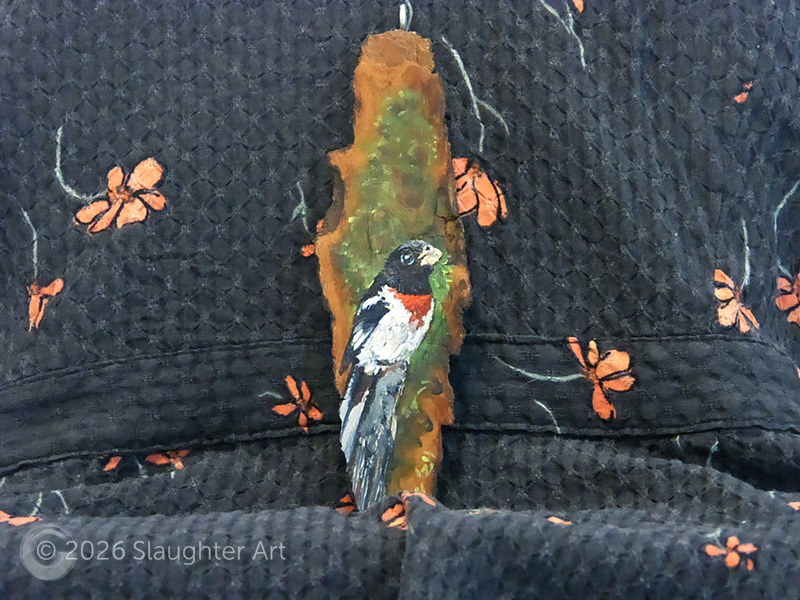 Red Breasted Grossbeak About 1"x6" - $50