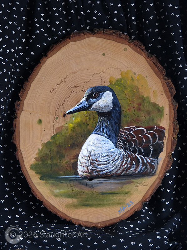 Canadian Goose with Map of Charlevoix, MI About 14"x16" - $230