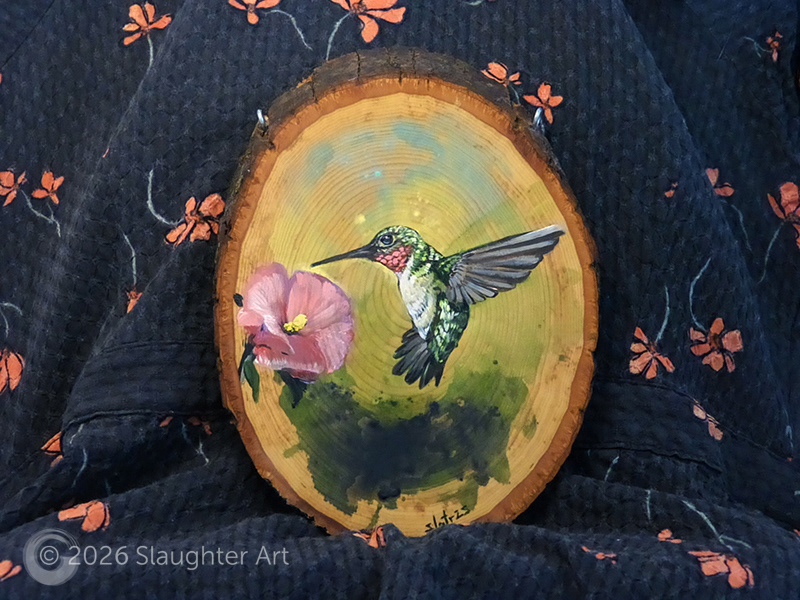 Ruby Throated Hummingbird About 5"x7" - $100