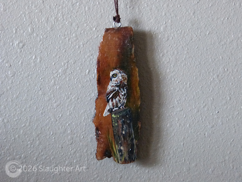 Short Eared Owl About 1.5"x4.5" - $50