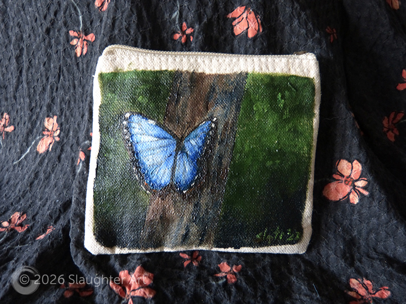 Blue Morpho Butterfly About 4"x3" - $75
