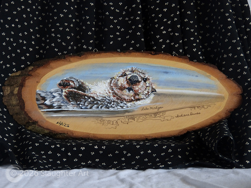 Otter with Map of Indiana Dunes National Park About 14"x7" - $150