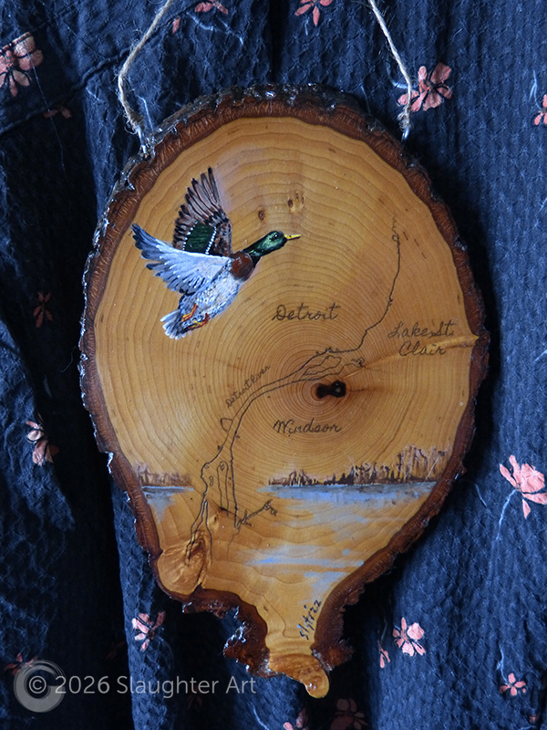 Duck with Map of Detroit/Windsor About 10"x14" - $150