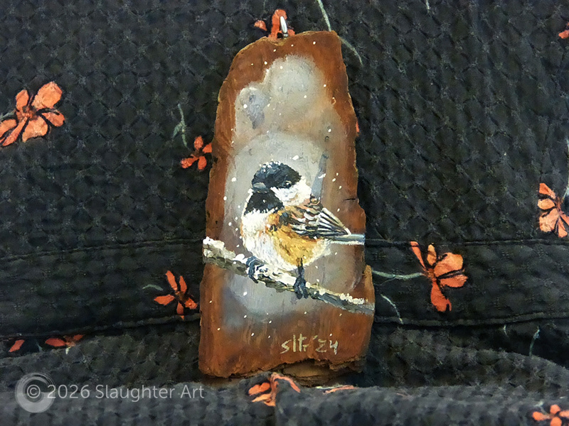  Black Capped Chickadee About 1.5"x5" - $50