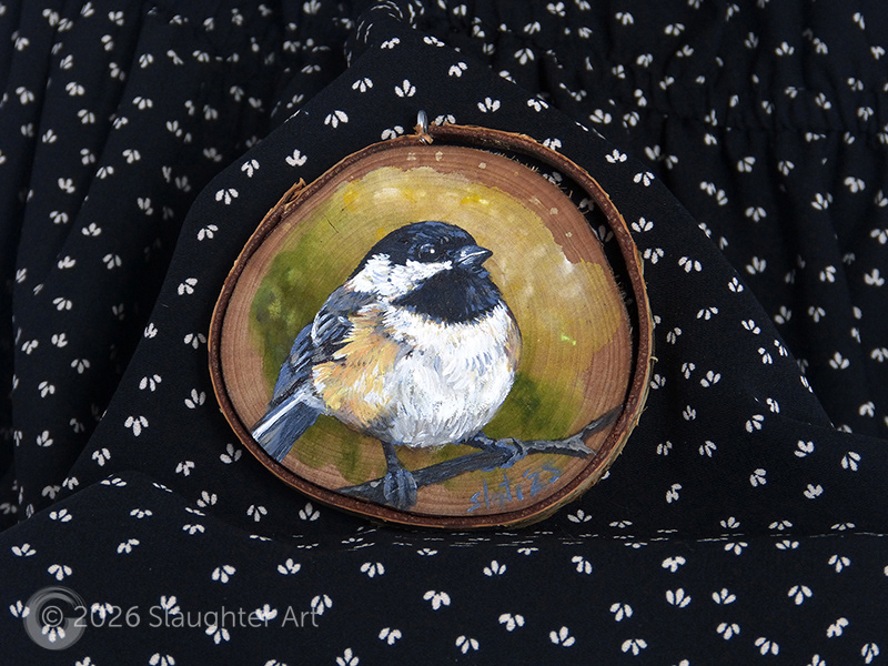 Black Capped Chickadee About 3"x3" - $35