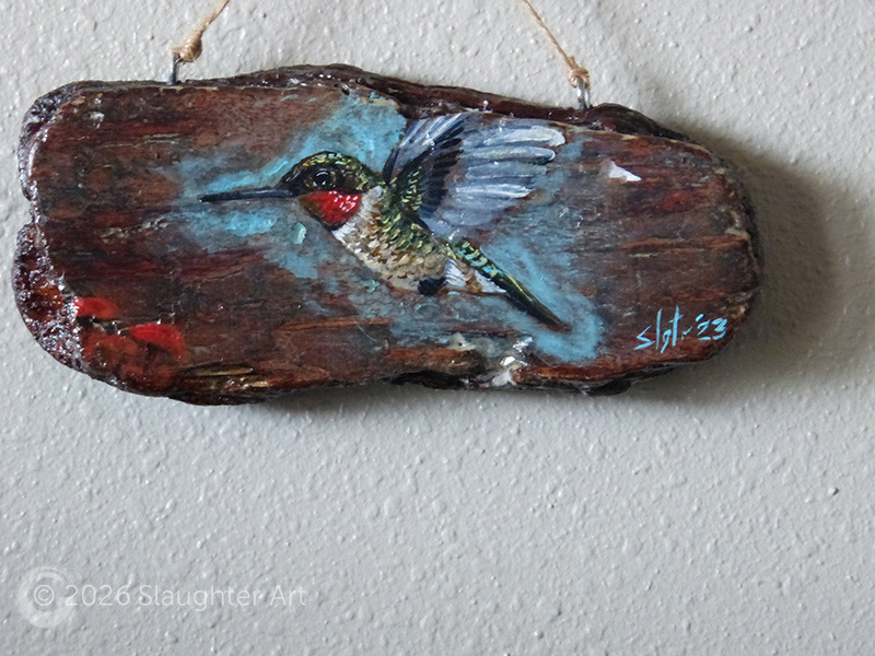  Ruby Throated Hummingbird About 7"x3.5" - $75