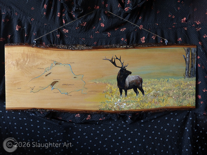 Reindeer with Map of Lake Superior About 36"x16" - $500