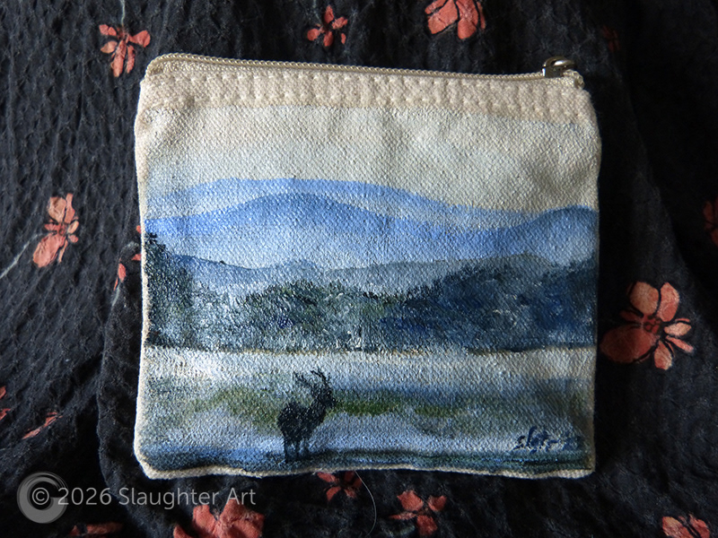 Landscape with Deer About 4"x3" - $75