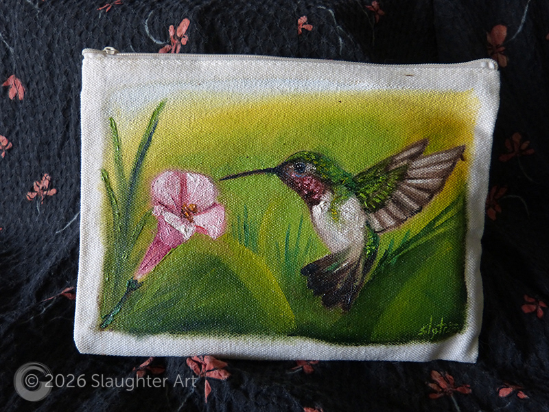 Ruby Throated Hummingbird About 6"x4" - $100