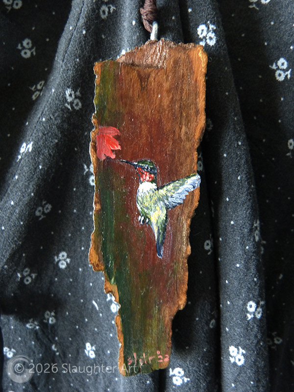 Ruby Throated Hummingbird About 2.5"x6" - $50