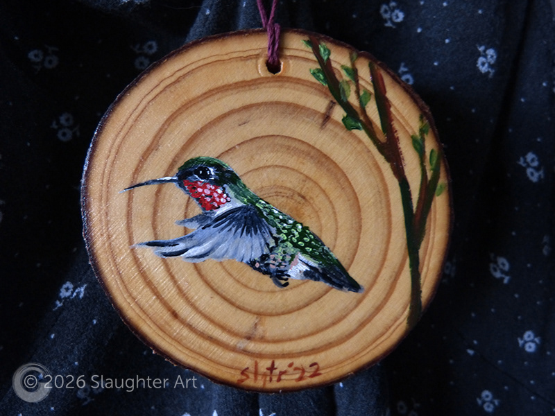 Ruby Throated Hummingbird About 3"x3" - $35