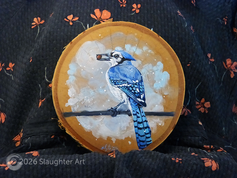 Blue Jay About 8"x8" - $150