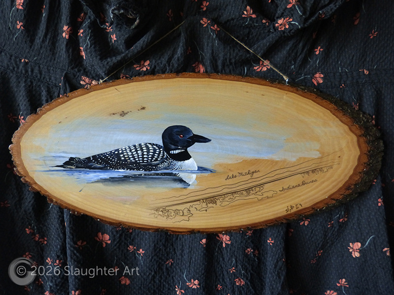 Loon with Map of Indiana Dunes National Park About 24"x12" - $300