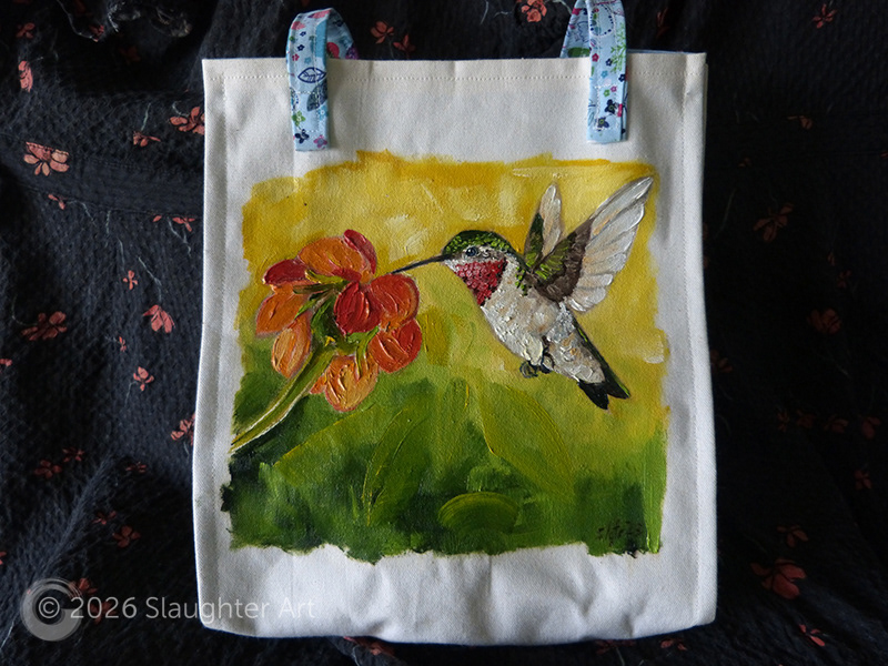 Ruby Throated Hummingbird About 12"x12" - $150