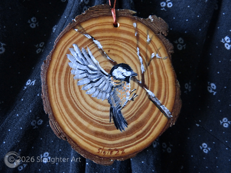 Black Capped Chickadee About 3"x3" - $35