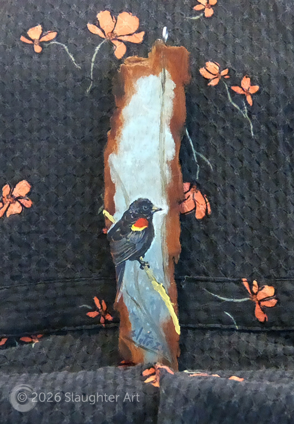 Red Winged Blackbird About 1.5"x6" - $50